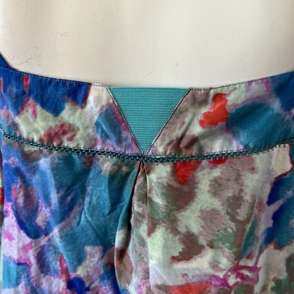 Anthropologie Postmark Tank Silk Watercolor Top Ruffle Blue Purple Sz 4 - Picture 8 of 11